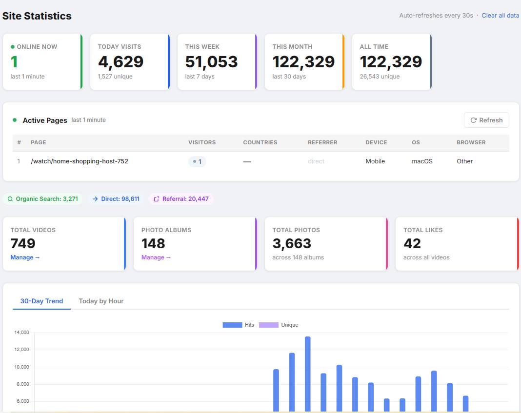 VidBox Analytics — Site Statistics