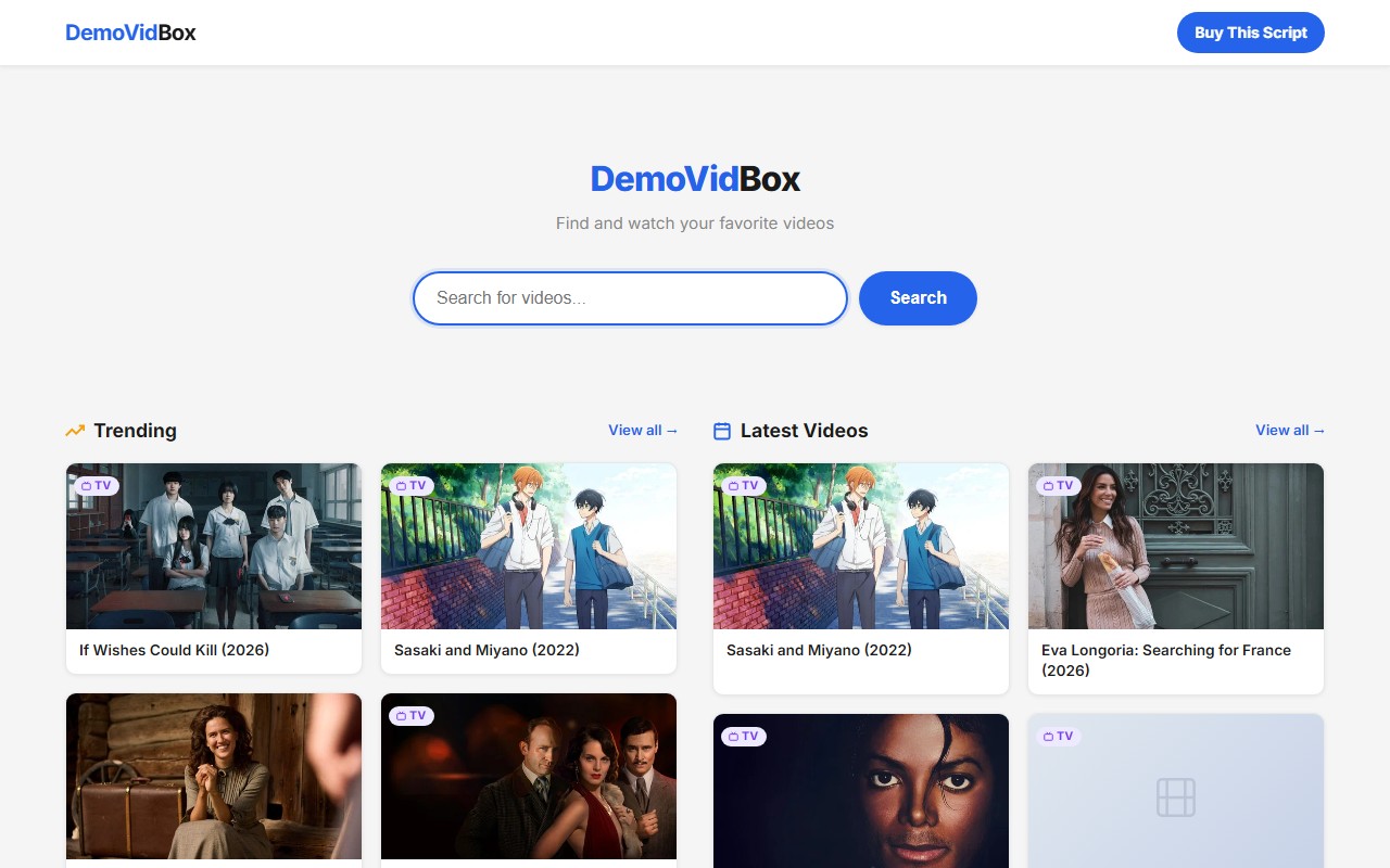 VidBox Frontend — Video streaming homepage